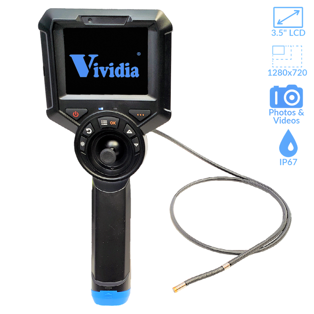 Rising-Tech Durable and Waterproof 10mm Short Focus VGA industral Borescope Endoscope Video Scope Inspection Camera 2M Semi Rigid Cable 